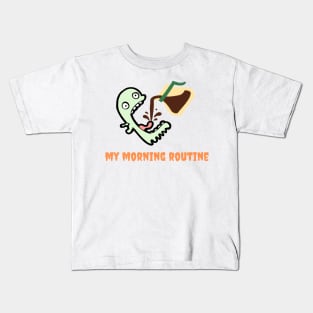 My ghostly morning routine Kids T-Shirt